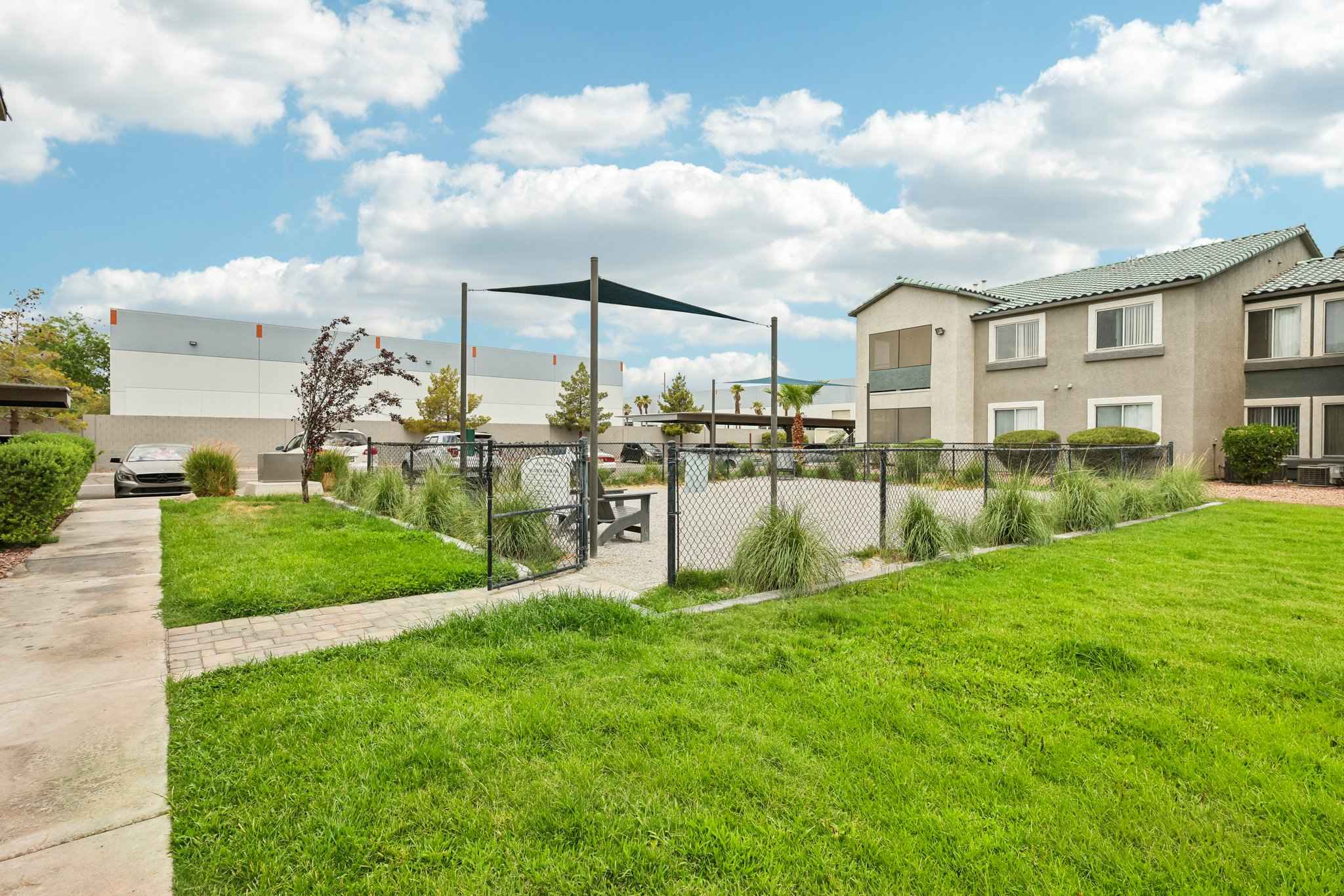 different angle of dog park showing whole area at Millennium East