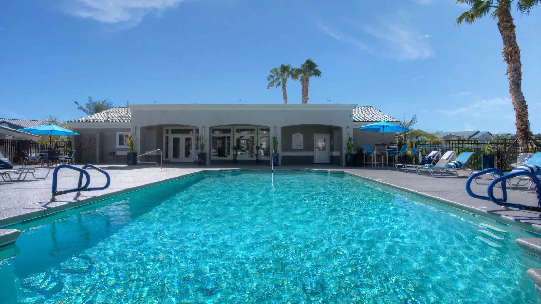 pool showing entrance to building at Millennium East