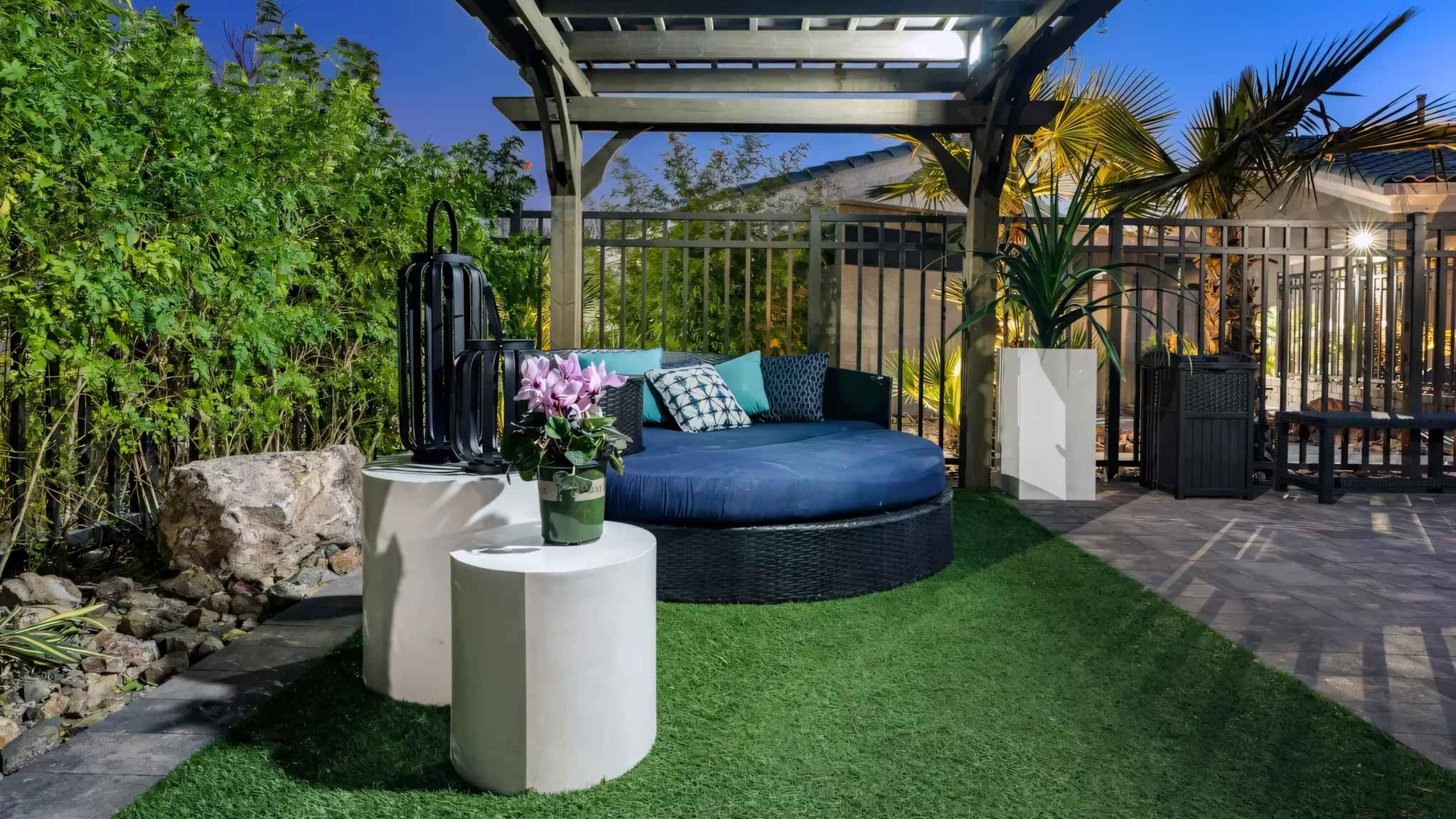 poolside pergola evening at Millennium East