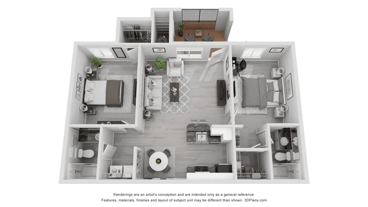 The Panorama 2 Bedroom Floor Plan