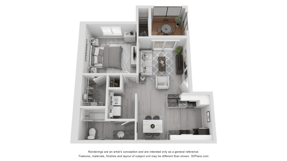 The Portrait 1 Bedroom Floor Plan