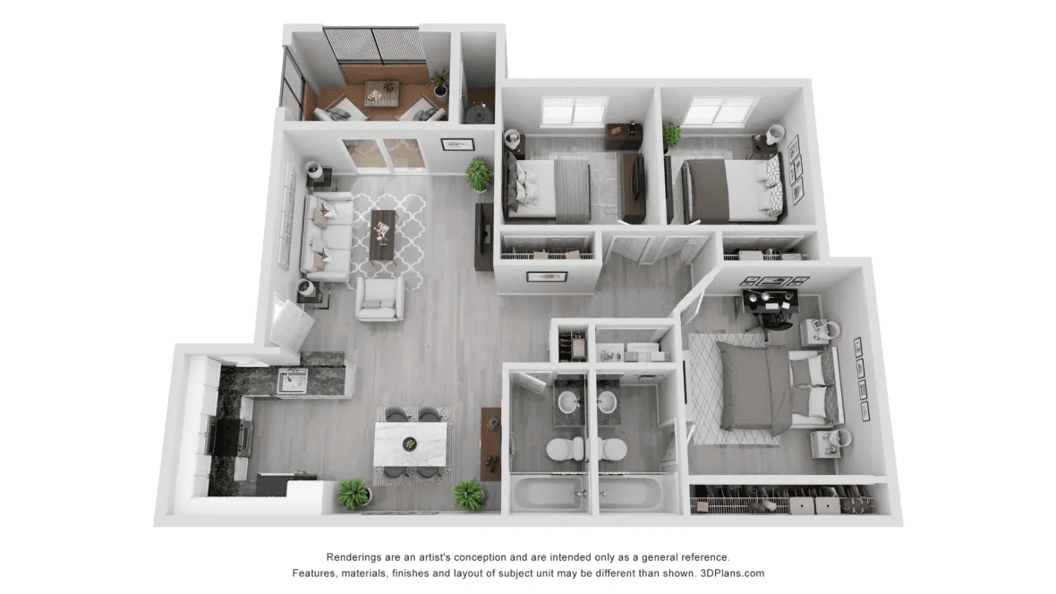 The Skyline 3 Bedroom Floor Plan